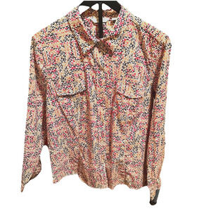 NWT WM XL Red/Black scroll Print Button Down Blouse Vintage Y2k Liz Claiborne NY